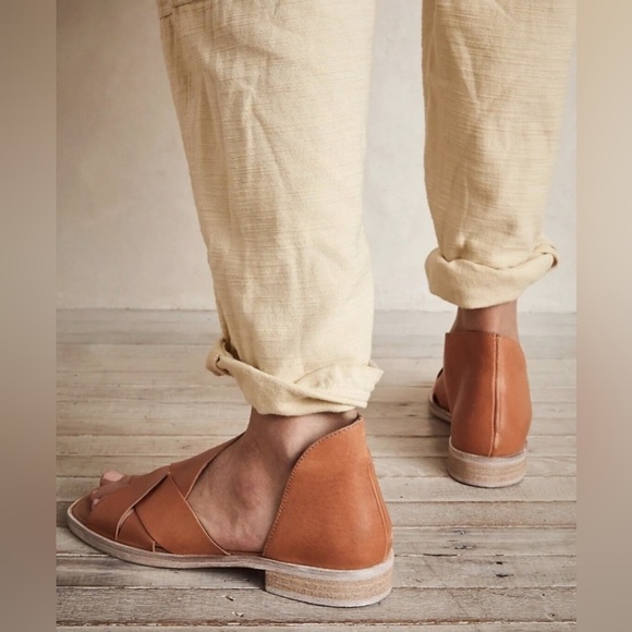 Free People Sun Valley Flat Sandals Women Size 7 Leather Tan Color - Picture 14 of 14